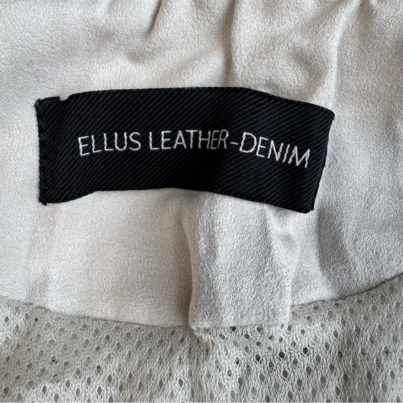 VINTAGE Ellus Perforated Moto Jacket S Off White Crinkled Vegan Suede Casual Y2K - Picture 3 of 15
